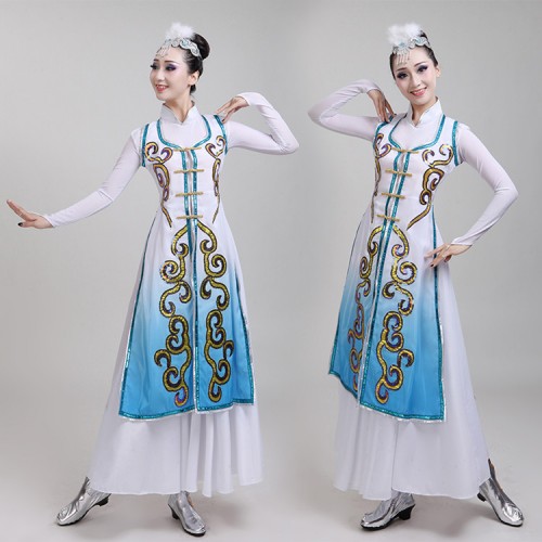 Women's Chinese folk dance costumes Mongolian minority stage performance drama new year celebration robes dresses